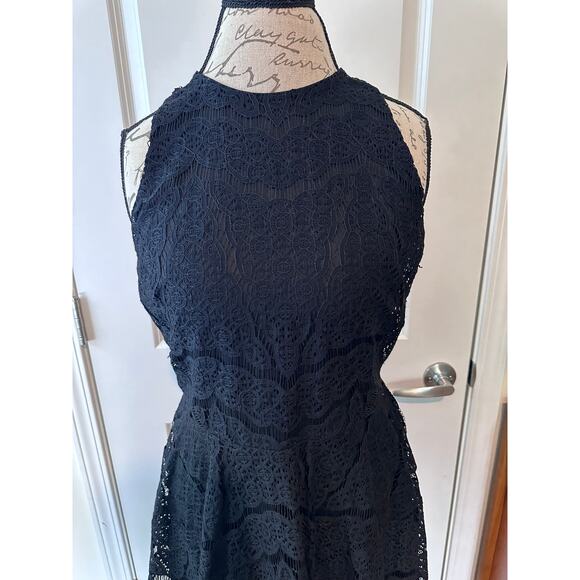 Mossimo Juniors sz L (W sz M) Black Lace Fit & Flare Sheath Dress Wedding Guest - Picture 8 of 8